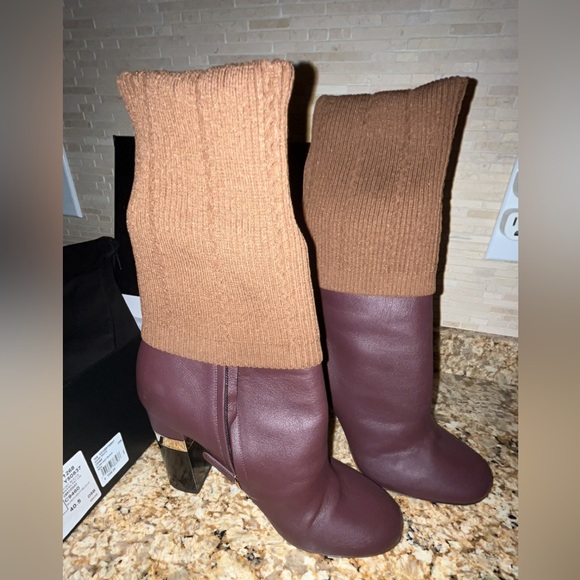 CHANEL Burgundy/Brown Kangaroo Leather & Sock Boots size 40.5 (I wear US 9) - Picture 4 of 11